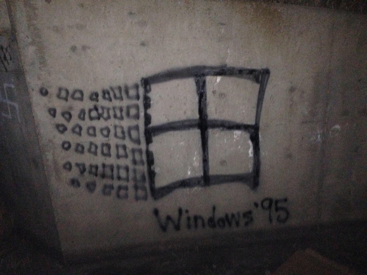 Swastika graffiti fixed to Windows 95